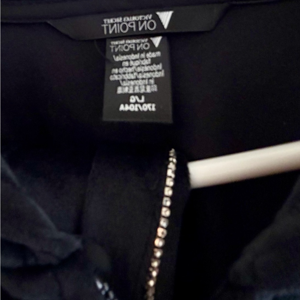 Black Victoria Secret Velour  Jacket and Pant set  with Silver Accents Large